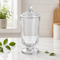 Pot décoratif en verre transparent avec couvercle gaufré, pot à pharmacie sur pied pour biscuits 770 ml