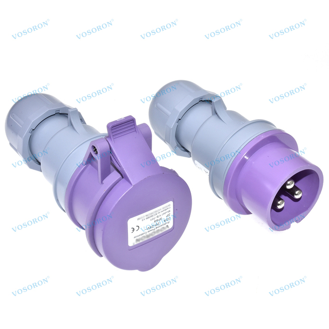 European Standard Low Voltage Brass Nylon IP44 CE Plug 20-25V 32A 2P 3P Industrial Waterproof 2 Outlets Plug Socket