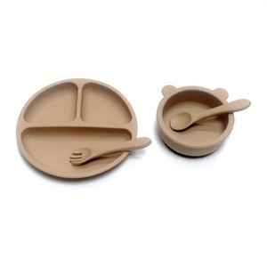 Children's Eating Silicone Tableware <b>Set</b> Baby Food Suction Bowl and Spoon Plate Kindergarten <b>Tools</b> for Younger <b>Kids</b> - Product Image 4