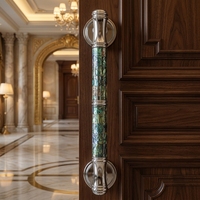 Poignée de porte de luxe en alliage de zinc chromé PVD or brillant, grande, avec malachite noire et nacre, pour entrée de villa ou porte de placard