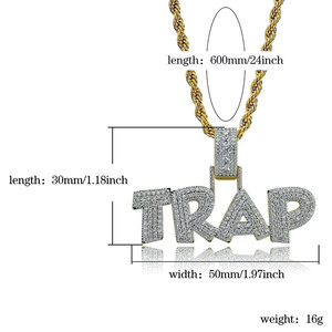 Ciondolo in stile <span class=keywords><strong>rap</strong></span> hip-hop con musica TRAP e piccole pietre di zirconia intarsiate - Product Image 3