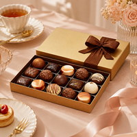 Elegante y Lujosa Caja de Regalo Dorada para Chocolates con Cinta, Caja de Embalaje de Papel de Lujo para Dulces y Regalos