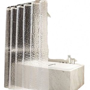 Rideau de douche classique en PEVA, 12 crochets, imperméable, résistant à la moisissure, antibactérien, impression numérique 3D semi-transparente, écologique - Product Image 2