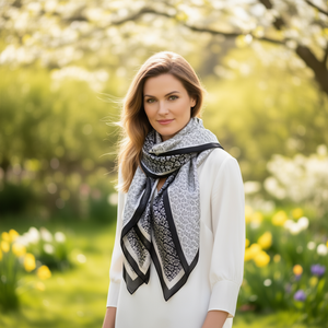 Sciarpa triangolare multifunzionale 135*60 cm con stampa floreale reversibile per donna, accessorio moda - Product Image 2