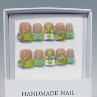 Uñas Postizas Hechas a Mano en Forma de Pico de Pato, 10 Piezas, Uñas Postizas con Flores 3D, Uñas Postizas Hechas a Mano al por Mayor