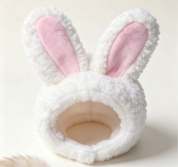 Chapeau en peluche douce SJ avec oreilles de lapin, accessoires mignons et élastiques pour cheveux d'animaux, idéal pour Halloween, costumes pour chats, séances photo et fêtes