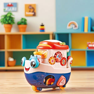 Jouet de bateau musical interactif pour les nourrissons hélices rotatives engrenages colorés développement sensoriel semblant jouer océan éducatif - Product Image 4