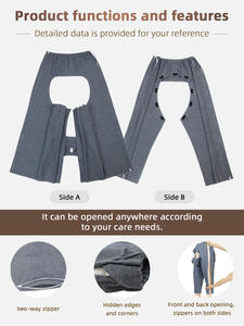 سروال قطني مفتوح من الأسفل بسحاب للمرضى، ملابس رعاية المرضى للعمليات الجراحية، زي موحد من نوع ثوب المريض - Product Image 5