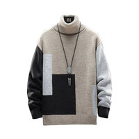 Pull à col roulé pour hommes, chandail ample et lourd, en tricot, tendance, hiver,