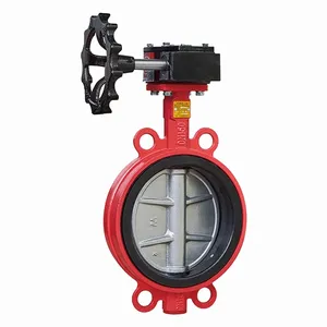 CA Fire Fighting Butterfly Valve Price Worm Wheel Wafer Butterfly Valve