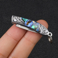 Couteau pliant porte-clés miniature en laiton coloré, fait main, avec coque gaufrée, exquis et portable, pour fruits