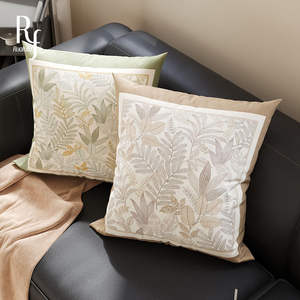 Coussin carré décoratif style naturel avec motif végétal, housse amovible pour salon, chambre, voiture, décoration intérieure - Product Image 4