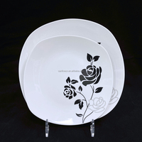 Assiette à soupe carrée en porcelaine imprimée avec Logo personnalisé, décalcomanie de 9 pouces
