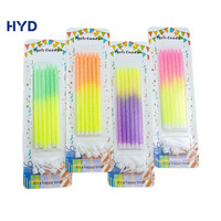 Velas de Cumpleaños Delgadas y Cónicas de 12cm*0.53cm, con Degradado Amarillo y Morado, Brillantes, Hechas a Mano, sin Humo, con Temática ROMÁNTICA, Personalizadas para Año Nuevo