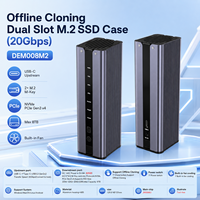 Boîtier SSD M.2 NVMe double emplacement USB 3.2 Gen2x2 20 Gbit/s avec clonage hors ligne, refroidissement par ventilateur et station d'accueil sans outil pour 2230/42/60/80