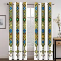 Rideaux d'ombrage au design traditionnel éthiopien européen personnalisé 2 pièces rideaux de décoration pour salon et chambre à coucher de style bohème