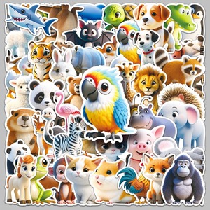 50Pcs Cartoon Animals With Glasses Graffiti <strong>Stickers</strong> for Luggage Bottle Decor Children Creative Gift <strong>Sticker</strong> - Product Image 1