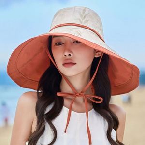 หมวกชาวประมงสองด้าน ป้องกันรังสียูวีขนาดใหญ่พิเศษ สำหรับการเดินทาง หมวกทรงบักเก็ตปีกกว้างพิมพ์ลาย กลับด้านได้ - Product Image 1