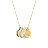 Collier avec pendentif coulissant en forme de cœur en argent 925, chaîne pavée dégradée, bijou romantique avec perle intercalaire pierre de naissance Gemnel