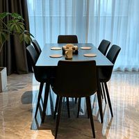 Italienisches Komplett Schwarzes Esstisch-Set, Modernes Rechteckiges Schiefer-Wohnmöbel für Kleine Wohnungen oder Hotels