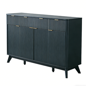 Mobiletto Moderno Nero con Texture Ondulata, 4 Cassetti e 4 Ante, Credenza per Soggiorno, Mobile con Cassetti - Product Image 3