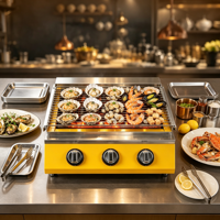 Barbecue à gaz commercial en acier inoxydable jaune, style charbon de bois, machine à rôtir pour hôtels, snack-bars, cuisson de fruits de mer - Surpass