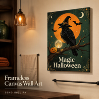 Impression sur toile Halloween mignonne et vintage, art mural fantaisiste avec motifs citrouille, fantôme, sorcière, chauve-souris, squelette, décoration murale effrayante pour la maison