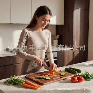 ชุดเขียงไม้อะคาเซียทรงสี่เหลี่ยมผืนผ้ามีด้ามจับอเนกประสงค์ใช้ในครัว - Product Image 3