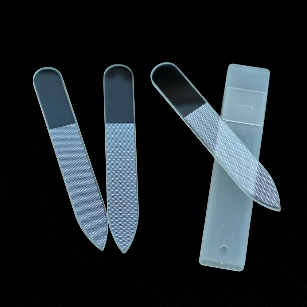Lixa de unha de vidro com logotipo personalizado, lixa de unha e tampão para unhas natais