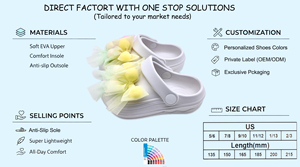 Sabots Princesse Personnalisés en EVA Imperméables, Légers, Respirants et Faciles à Nettoyer avec Nœud en Tulle Mignon – Chaussures Décontractées - Product Image 3
