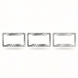 Marco de matrícula plateado pulido con cubierta cromada para placa de identificación de mascota, acabado brillante, soporte para matrícula, juego colgante para <span class=keywords><strong>Jeep</strong></span> Coupe - Product Image 1