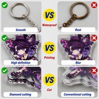 Fabrication OEM ODM, vente en gros, porte-clés numériques personnalisés en acrylique, pendentifs de sac, breloques de clés de dessin animé, impression de logo, formes irrégulières