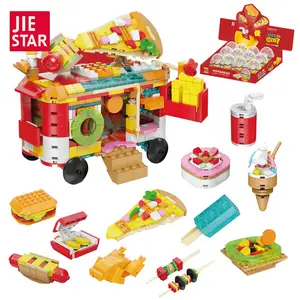 JIESTAR Western Fast Food Cheap Easter Egg Capsule Toy 12 In 1 Dining Car Building Block Small Promotional Surprise Egg Toy