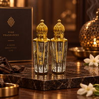 Flacons d'huiles essentielles de luxe 12 ml, flacons en verre vides de style arabe pour déodorant, sérum de soin de la peau, octogonaux mats, sérigraphiés