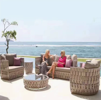 Ensemble de canapés de jardin de style nordique, imperméable et résistant aux UV, pour villa et balcon, en rotin, avec table basse, grand ensemble de canapés