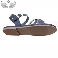 Sandales d'été à la mode de nouveau style, chaussures pour femmes à la mode avec strass plats, chaussures pour femmes rétro décontractées romaines à bout ouvert