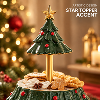 Support à gâteau de Noël en résine à 3 niveaux avec étoile sur le dessus, plateau de service pour desserts et fruits pour la table de fête