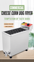 Friteuse Commerciale Électrique en Acier Inoxydable pour Corn Dogs au Fromage, 12 Crochets, pour la Restauration de Rue et les Corn Dogs Coréens
