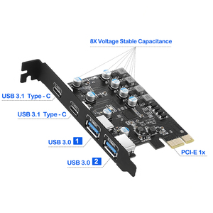 PCIe X1 to 2 Port USB 3.0 Type-A + 2 Port Type-C Expansion Card, SuperSpeed for Desktop PC Compatible with PCIe X1/x4/x8/x16 - Product Image 2