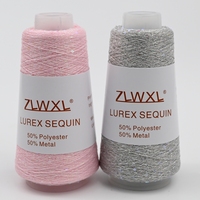Fil à tricoter métallique recyclé en Lurex argent pur et paillettes de 50g, tissage mélangé, motif teint, vente en gros
