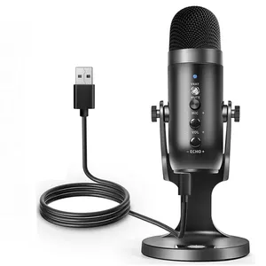Podcasting kayıt canlı akışı için popüler USB kondenser mikrofon oyun mikrofon standı ile Metal
