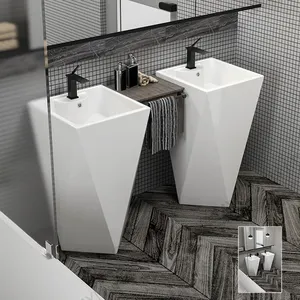 Best Selling Bathroom Irregular Pedestal Sink Handmade One Piece Standing Basin Hand Wash