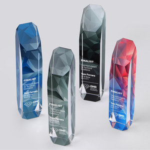 Trofeo de Cristal con Cubo de Rubik Holográfico 3D |   Premio Corporativo Anual Grabado con Láser Multicapa con Base de Luz LED - Product Image 2