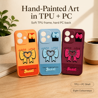 Coque de téléphone iPhone 14 Pro Max en TPU imprimée avec un motif de cœur et un ornement en applique, paillettes, logo OEM personnalisé, coque 2 en 1, vente en gros