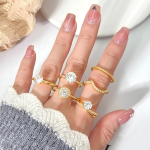 Anillos de Estilo Simple, Joyería de Latón, Chapado en Oro, Anillo de Eternidad con Circonita Cúbica Brillante para Mujer - Product Image 2