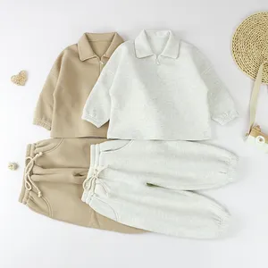 Benutzer definierte Winter Kleinkind Kinder Baumwolle Kinder Baby Jungen Mädchen Kleidung Outfits Zweiteilige Hoodie-Sets