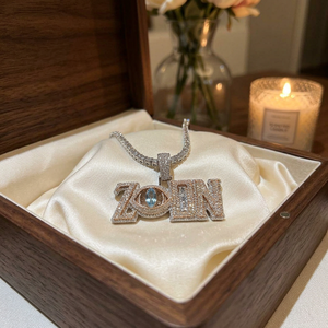 Colgante de Moissanita Zion Letter de Plata 925 con Piedra Azul Ojo Turco, Estilo Hip Hop Iced Out, Amuleto Unisex, Regalo - Product Image 4