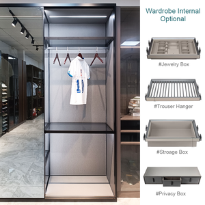 Cadre en aluminium assemblé moderne profilé accessoires quincaillerie raccord 2 4 portes coulissantes système <span class=keywords><strong>placard</strong></span> armoire avec miroir - Product Image 4