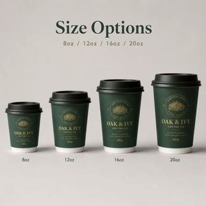 แก้วกระดาษสองชั้นแบบใช้แล้วทิ้ง ขนาด 12oz 16oz เป็นมิตรกับสิ่งแวดล้อม สำหรับร้านค้า ขายส่ง พร้อมฝาปิด สำหรับเครื่องดื่มร้อนเย็น พิมพ์โลโก้ได้ - Product Image 2