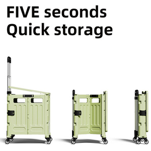 थोक प्लास्टिक रोलिंग फोल्डिंग सुपरमार्केट किराने फोल्डेबल ट्रॉली भंडारण बॉक्स - Product Image 2